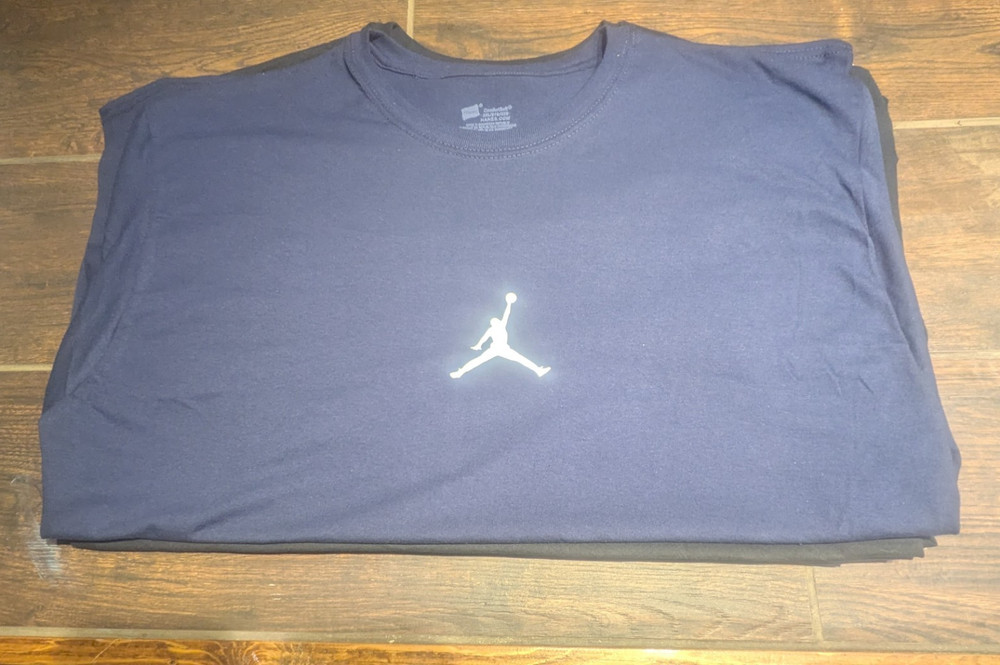 Jordan Jumpman Logo Blue Crew Neck Short Sleeve Cotton Blend T-Shirt Men’s L
