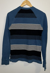 Amplify Stretch Waffle Knit – Stripes – Long Sleeves – Teal – Black – White – Sm