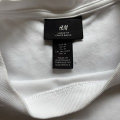 H&M Men’s Loose Fit Cropped White Solid Crew Neck Short Sleeve T-Shirt Size M