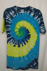 New Tie Dye Men’s Medium T-Shirt Blue Yellow Multicolor Summer Swirl Spiral