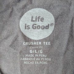 Life is Good Crusher Tee Large Charcoal Grey Dog Graphic Cotton Positive Vibes