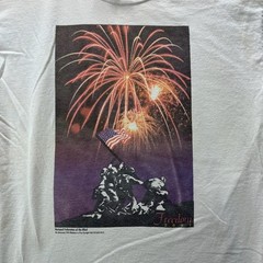 Active Wear Shirt Men 50 White Freedom Fireworks Graphic Ultra Cotton Heavy