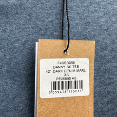 Farah Danny Logo T Shirt Blue Organic Cotton Crew Neck Mens XS NEW