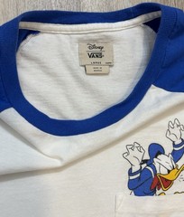 Vans x Disney Donald Duck Shirt Raglan Baseball Chest Pocket Graphic Tee Large