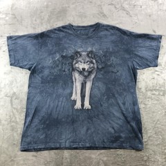 The Mountain Shirt Mens XL Blue Wolf Moon Pack Graphic Tee Tie Dye Animal