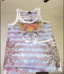 Vintage Pistol Pete Y2K Mesh Graphic Tank Top Men’s Med Tattoo Heart Sleeveless