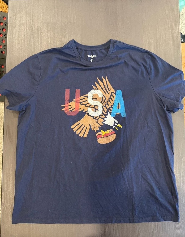 Goodfellow & Co. Navy Blue Eagle hotdog USA Graphic Crewneck T-Shirt