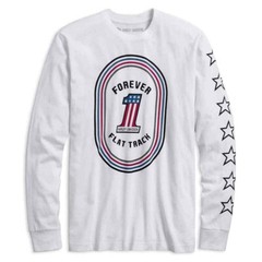 HARLEY-DAVIDSON FOREVER FLAT TRACK MEN’S SMALL WHITE LONG SLEEVE SHIRT, NEW!