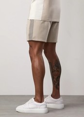 Gym King Contrast Panel Shorts – Taupe/Light Stone/White