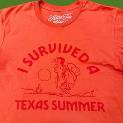 Texas Tee House I Survived A Texas Summer Shirt Small Orange T-Shirt Humor Retro