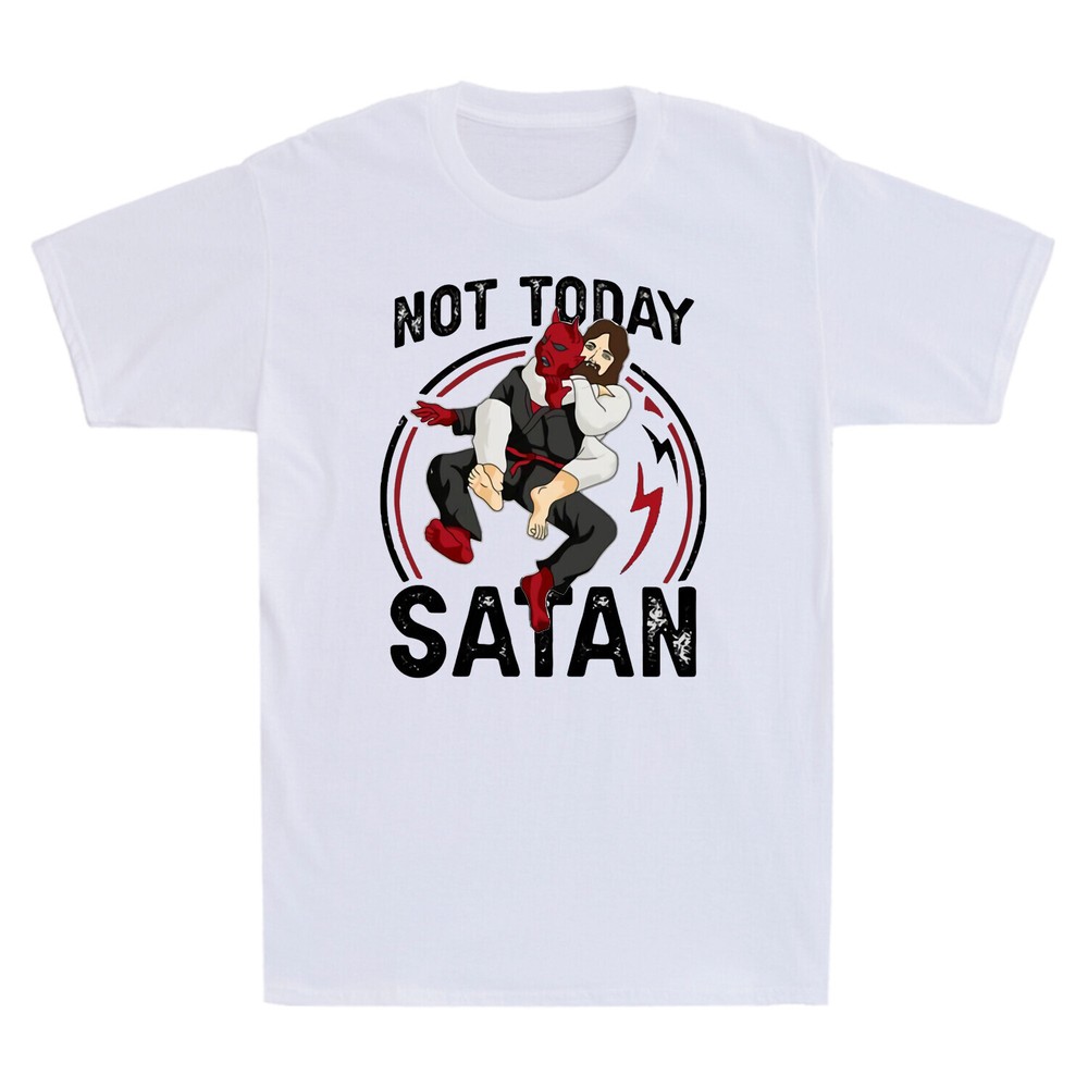 Jiu Jitsu Jesus Not Today Satan Funny Christian Gift Vintage Men’s T-Shirt Black