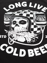 Fasthouse Men’s Helmet Head 805 Premier Short Sleeve T-shirt Long Live Cold Beer