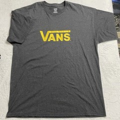VANS Yellow Logo on Dark Grey Tee, XXL
