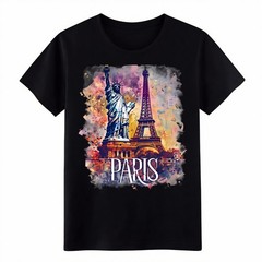 Paris Landmark Art Graphic Cotton T-Shirt for Women & Men, Travel-Inspired