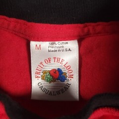 Vtg Fruit of the Loom T-Shirt Mens Medium Two Toned Red Black Single Stitch USA