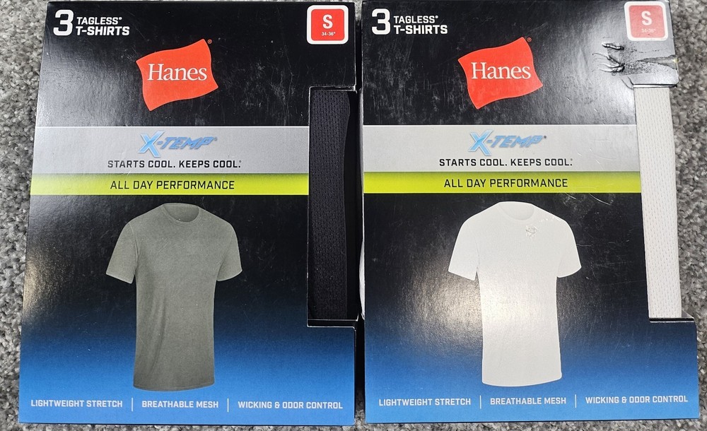 Men’s Short Sleeve T Shirts S 34-36 Hanes 6 Pk X Temp Mesh Stretch White Black