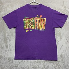 Vintage 90s Hanes Beefy T-Shirt Large (fits S/M) Workout Beach Colorful Fun USA