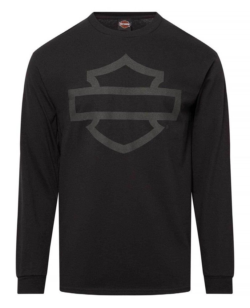 Harley-Davidson Men’s Open Bar & Shield Long Sleeve Crew-Neck Shirt, Black