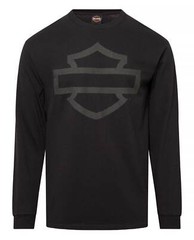 Harley-Davidson Men’s Open Bar & Shield Long Sleeve Crew-Neck Shirt, Black