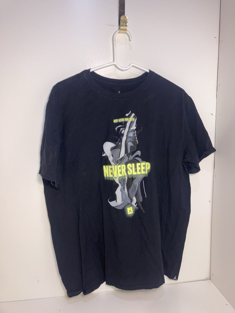 Air Jordan Retro 1 OUT HERE FOR DAYS NEVER SLEEP SHADOWS Size XL Black Shirt