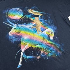 Jerzees Hi Densi T 3XL Graphic T-Shirt Cat Unicorn Moon Space Psychedelic Y2K