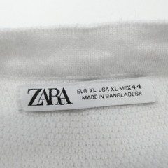 Zara Mens Knitted T Shirt White Textured Crew Neck size XL