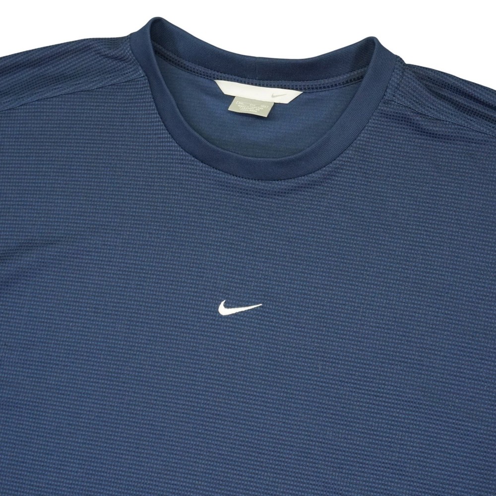 Vintage Nike Center Swoosh Men 3XL Navy Blue T Shirt 2000s Silver Tag Y2K