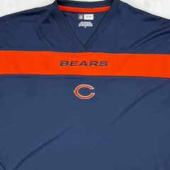 CHICAGO BEARS Long Sleeve Shirt Mens XL NFL Team Performance Navy V-Neck Logo