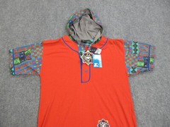 VINTAGE Starter Flip Side Shirt Mens Medium Orange Hoodie Patch Logo Deadstock