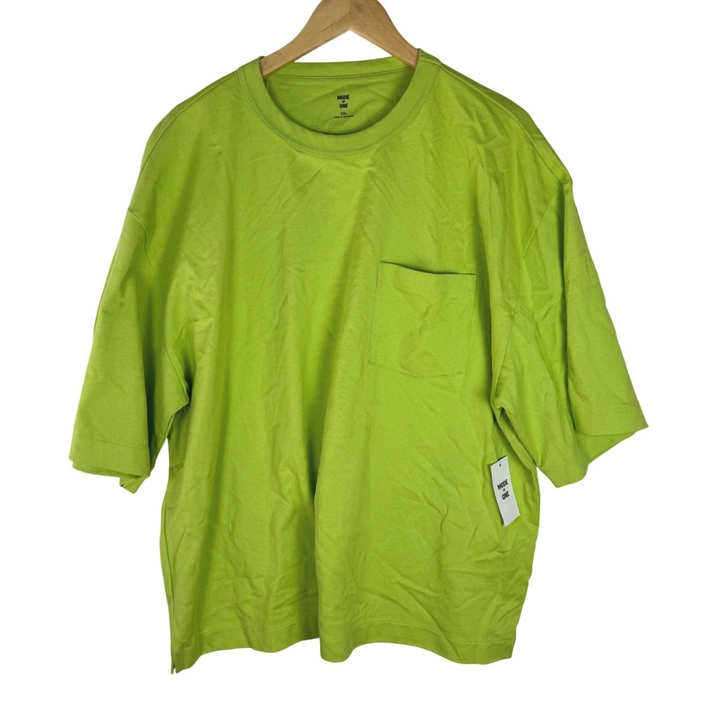 Mode of One Mens Acid Green Relaxed Pocket T-Shirt XXL NEW 100187075MN