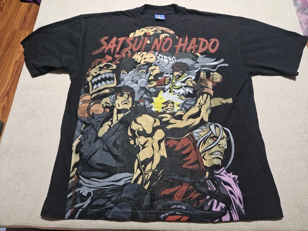 Vintage Rush Street Fighter T-shirt XL Akuma Double Sided AOP Limited Run RARE