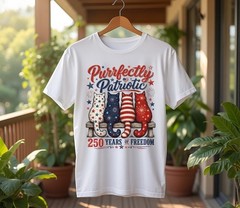 Purrfectly Patriotic Cat Shirt, America 250 Cat Lover Freedom Tee, 250 Years