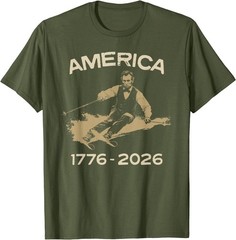 America 1776 2026 Abraham Lincoln Skiing President Graphic T-Shirt