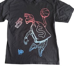 Los Angeles Apparel Graphic T-Shirt M Black Basketball Money Bag Print