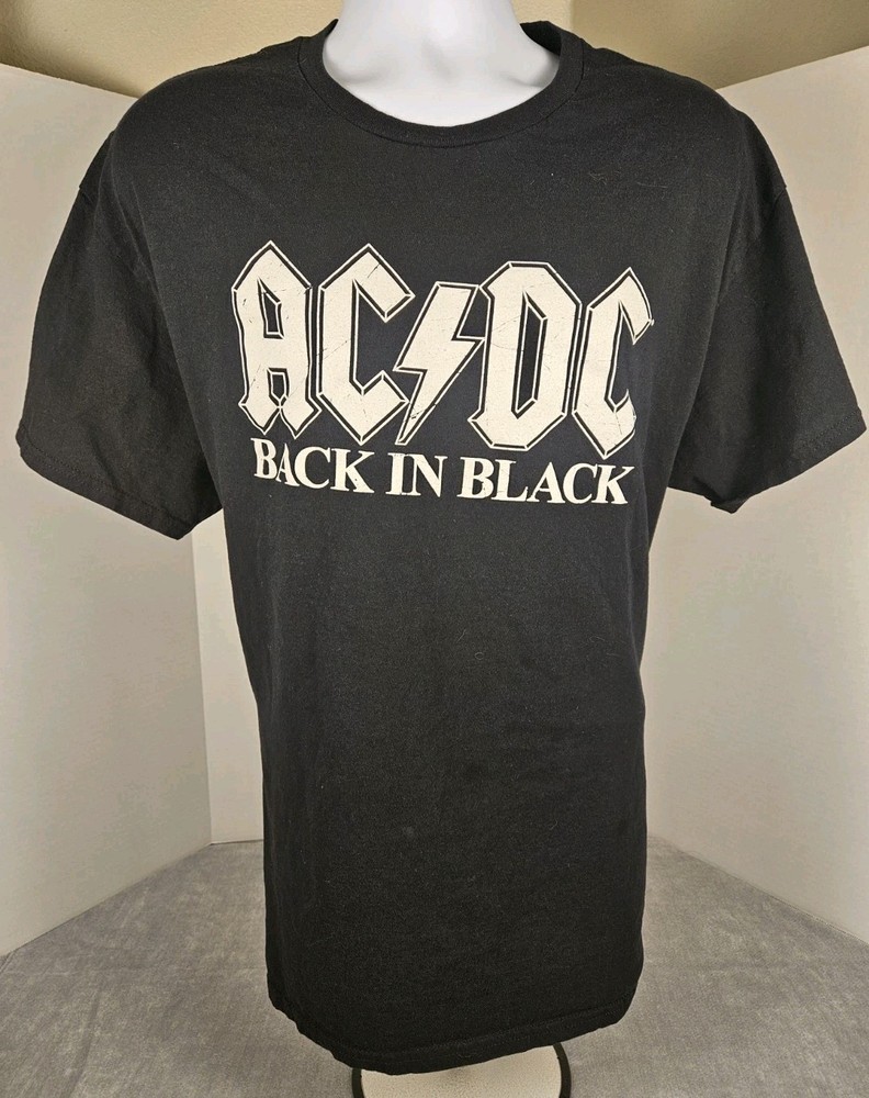 ACDC Back In Black T Shirt XL Black Rock Band Graphic Tee