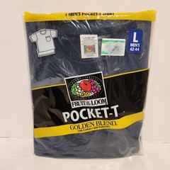 Vtg 1998 Fruit Of The Loom Pocket T Shirt SZ Large Lot of 2, Green Navy Blue