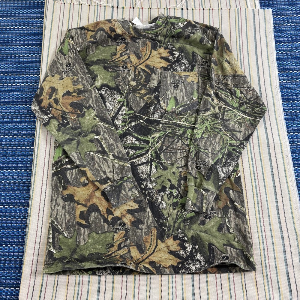 Mossy Oak Obsession Shirt Mens XL Green Camo Long Sleeve Hunting Outdoor Tee
