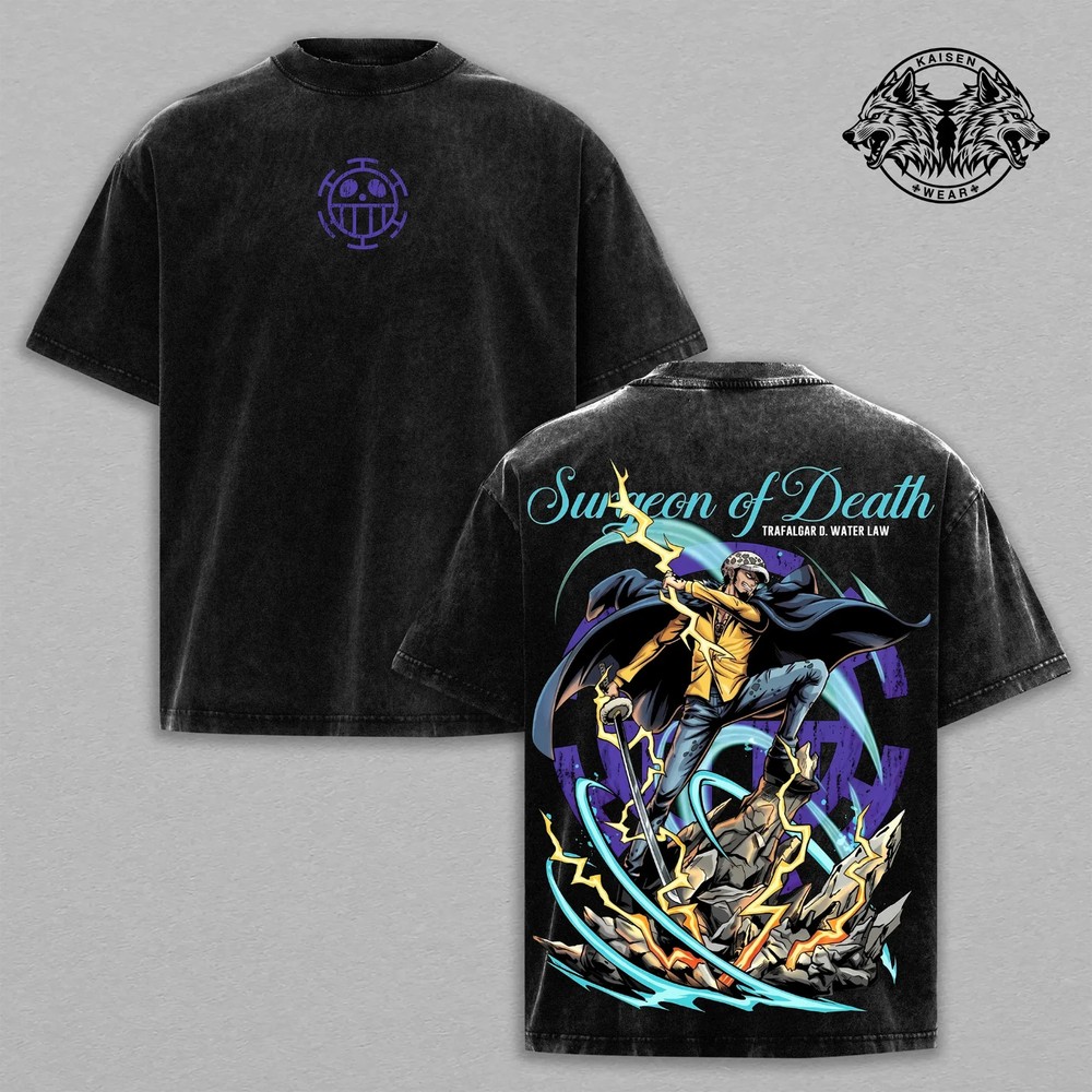 Trafalgar Law Surgeon of Death T-shirt – OP Vintage Washed Tee 90s, Oversized