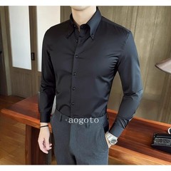 French Men’s White Shirt Long Sleeved Spring Business Casual Formal Party Shirts