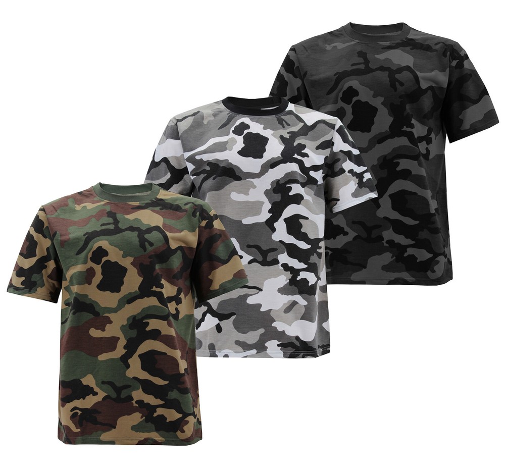 Men’s Classic Camouflaged Pattern Shirt Lightweight Army Crewneck T-shirt
