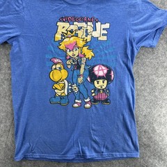 Video Game Rogue Shirt Mens Large Blue Punk Princess Parody Nintendo Tee Gamer