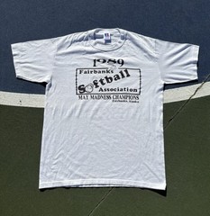 Vintage 1989 Fairbanks Alaska Softball May Madness Tee Shirt Small Thin Soft