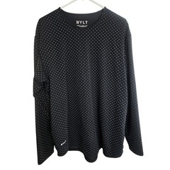 Bylt Mens Drop Cut LS Lux Polka Dot Athletic Shirt Size L Stretch Activewear Gym