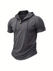 Men’s T Shirt Summer Slim Fitness Hooded Short-Sleeved Tees Male Lightweight