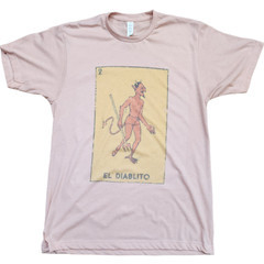 Men’s El Diablito Vintage pink T-shirt, Loteria Diablo Devil Mexican