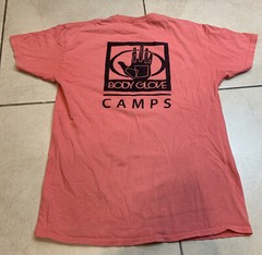 VINTAGE Beach Sports Body Glove Camp Staff Shirt Pink Surfing 90s 00s Double