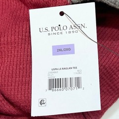 U.S. Polo Association USPA Long Sleeve Tee Shirt 2XL Red Gray New With Tags