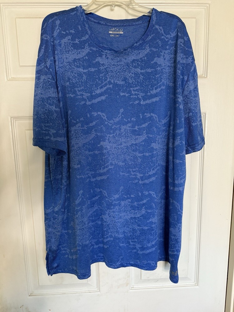 BCG T-Shirt Men 2XL Blue Short Sleeve Crew Neck Running Pullover Shirt