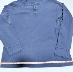 The North Face Men’s M Blue Waffle Knit Long Sleeve Henley T-Shirt Logo