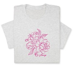 Peony Embroidered T-Shirt, Custom Color Floral Tee, Botanical Gift Shirt